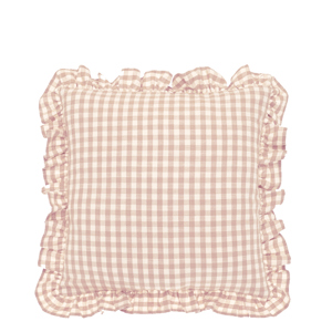 Walton & Co Plaster Pink Gingham Ruffle Cushion